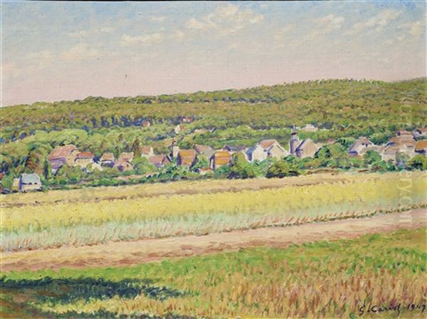 Vue De Village Oil Painting by Gustave Camille Gaston Cariot