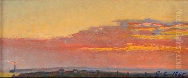 Sunset At The Coast Oil Painting by Gustave Camille Gaston Cariot