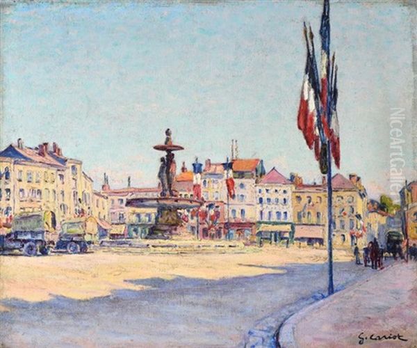 Matin Du 14 Juillet 1920 A Chalons Sur Marne Oil Painting by Gustave Camille Gaston Cariot