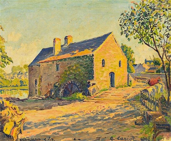 Le Moulin R Eau Oil Painting by Gustave Camille Gaston Cariot