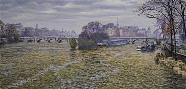 La Seine A Paris by Gustave Camille Gaston Cariot