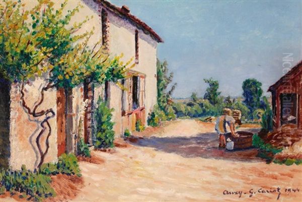 Cour De Ferme A Auxy Oil Painting by Gustave Camille Gaston Cariot