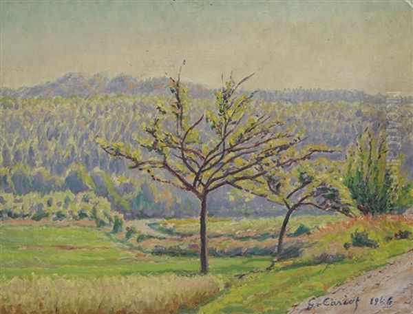 Prairies Et Foret A Georgenborn Oil Painting by Gustave Camille Gaston Cariot