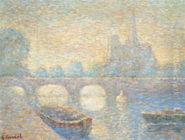 La Seine Et Notre Dame De Paris Oil Painting by Gustave Camille Gaston Cariot