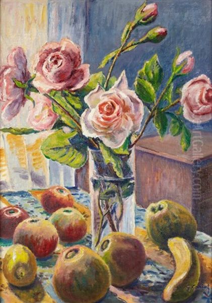 Fleurs Et Fruits Oil Painting by Gustave Camille Gaston Cariot