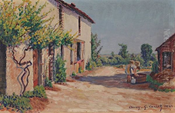 Maison A Auxy Oil Painting by Gustave Camille Gaston Cariot