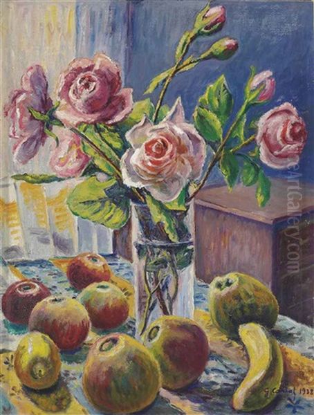 Fleurs Et Fruits Oil Painting by Gustave Camille Gaston Cariot