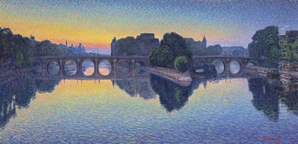 Pont Neuf, L'aurore Oil Painting by Gustave Camille Gaston Cariot