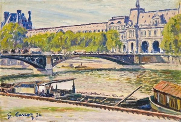 Paris, Le Pont Du Carousel Oil Painting by Gustave Camille Gaston Cariot