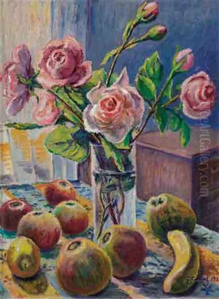 Fleurs Et Fruits Oil Painting by Gustave Camille Gaston Cariot