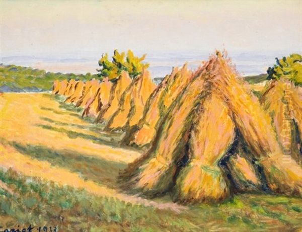 Paysage A Georgenborn, Les Moissons Oil Painting by Gustave Camille Gaston Cariot