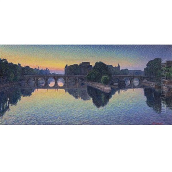 Pont Neuf, L'aurore Oil Painting by Gustave Camille Gaston Cariot