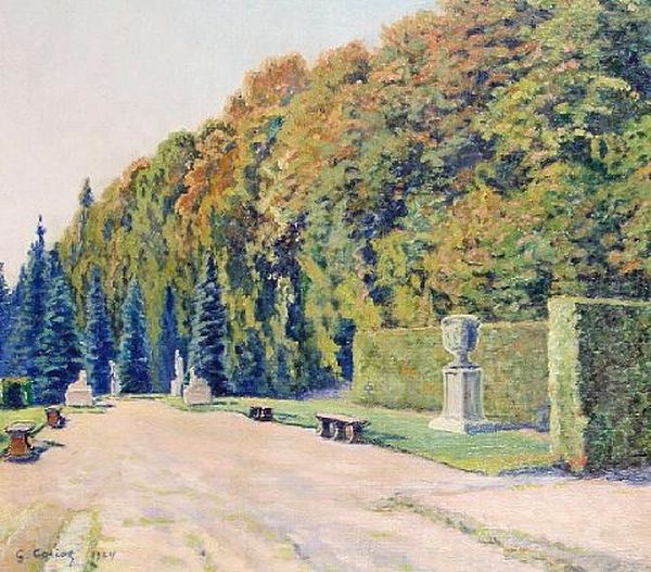 Pathway With Sculptures And Urn Oil Painting by Gustave Camille Gaston Cariot