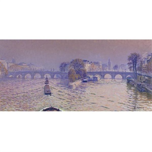 Le Pont-neuf A Paris Oil Painting by Gustave Camille Gaston Cariot