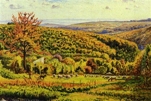 Paysage Avec Berger Et Son Troupeau by Gustave Camille Gaston Cariot