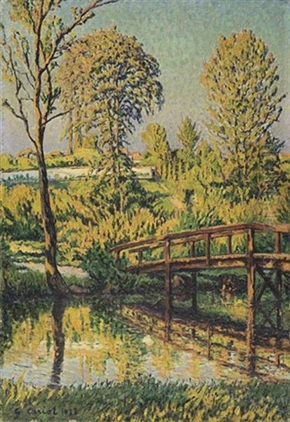 Les Bords De L'yerres A Perigny Oil Painting by Gustave Camille Gaston Cariot