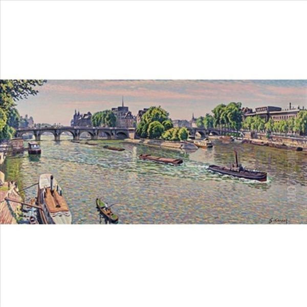 Paris, Serie Du Pont Neuf, Entre 12h00 Et 13h00 Oil Painting by Gustave Camille Gaston Cariot