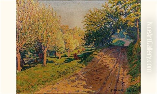 Chemin De Campagne Ombrage Oil Painting by Gustave Camille Gaston Cariot