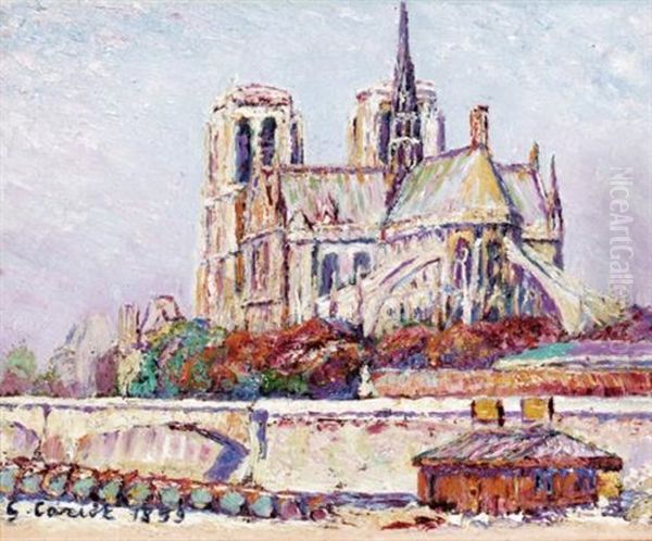 Etude De Notre-dame, Et Les Heures Au Port Des Vins Oil Painting by Gustave Camille Gaston Cariot