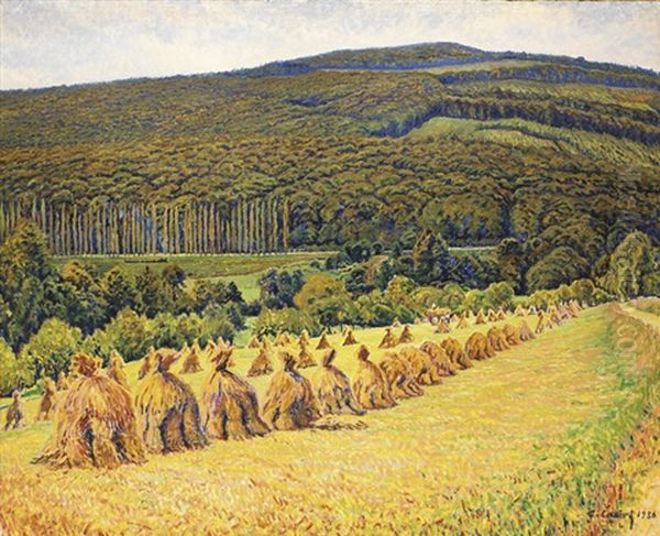 Les Meules Dans Les Champs Oil Painting by Gustave Camille Gaston Cariot