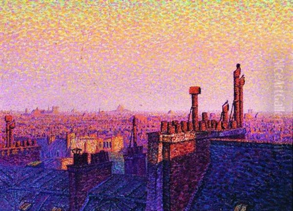 Les Toits De Paris Le Soir Oil Painting by Gustave Camille Gaston Cariot