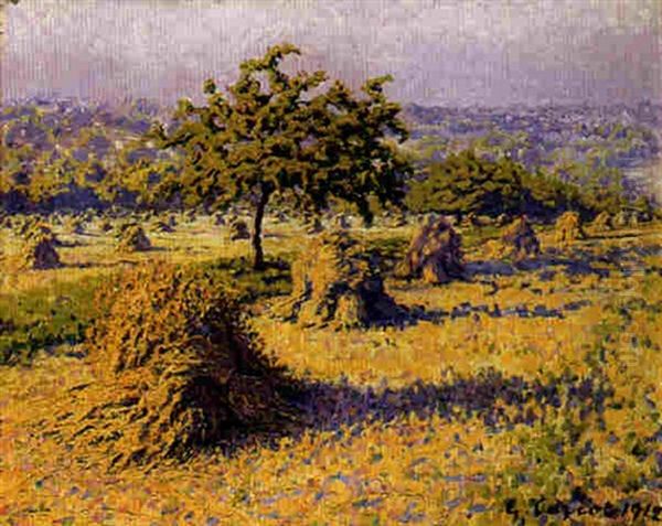 Haystacks Oil Painting by Gustave Camille Gaston Cariot