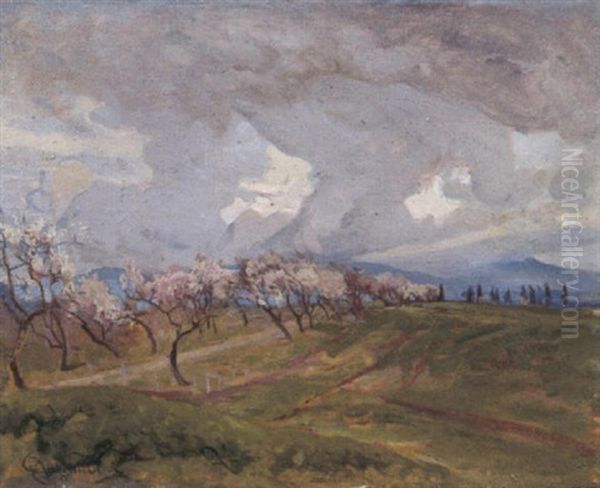 Alberi In Fiore Oil Painting by Onorato Carlandi