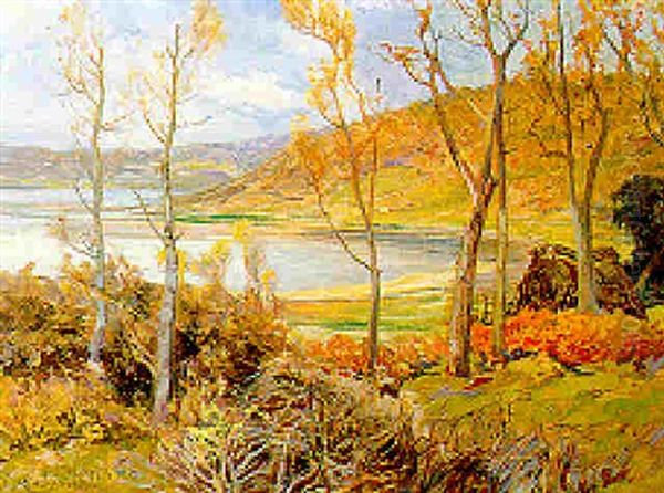 Paesaggio Del Lago De Vico Oil Painting by Onorato Carlandi