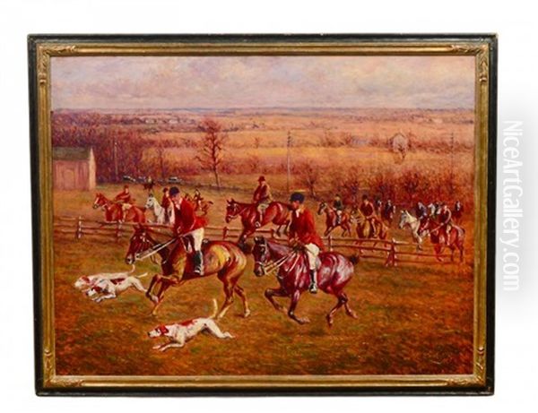 Fox Hunting Scene With Hounds Oil Painting by John Carlaw