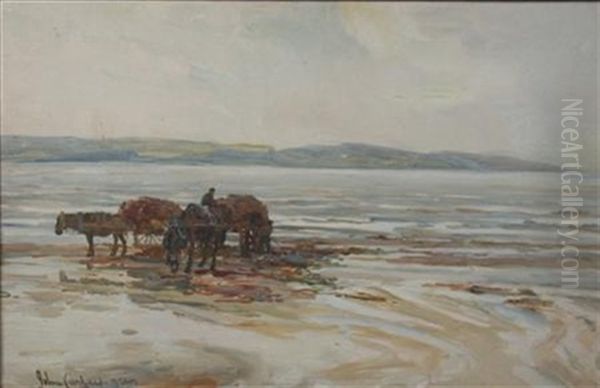 Gathering Wrack Oil Painting by John Carlaw