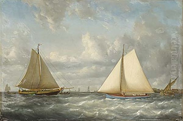 Pa Boljande Hav Oil Painting by Francois Carlebur II