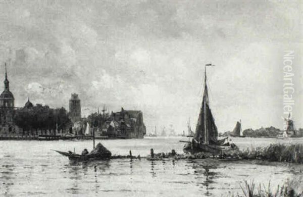 A View Of Dordrecht Oil Painting by Francois Carlebur II