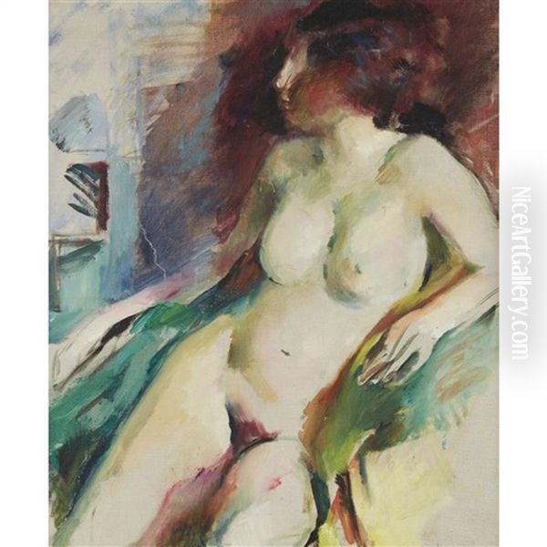 Green Nude Oil Painting by Arthur Beecher Carles