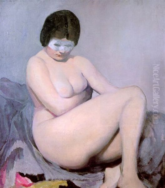 Nude With Mask Oil Painting by Arthur Beecher Carles