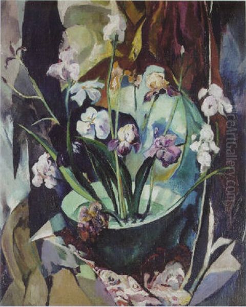 Still Life With Irises Oil Painting by Arthur Beecher Carles