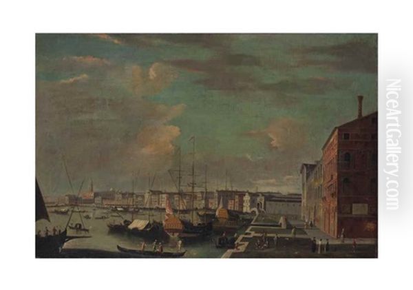 The Riva Degli Schiavone, Venice Oil Painting by Luca Carlevarijs