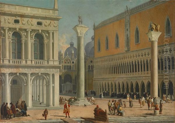 Die Piazzetta In Venedig Mit Dem Dogenpalast Oil Painting by Luca Carlevarijs