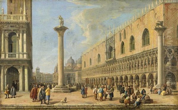 View Of Venice With The Piazzetta Di San Marco And Palazzo Ducale Oil Painting by Luca Carlevarijs