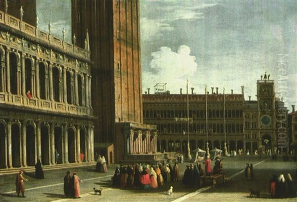 Venezia, Veduta Della Piazzetta Con Piazza San Marco Oil Painting by Luca Carlevarijs