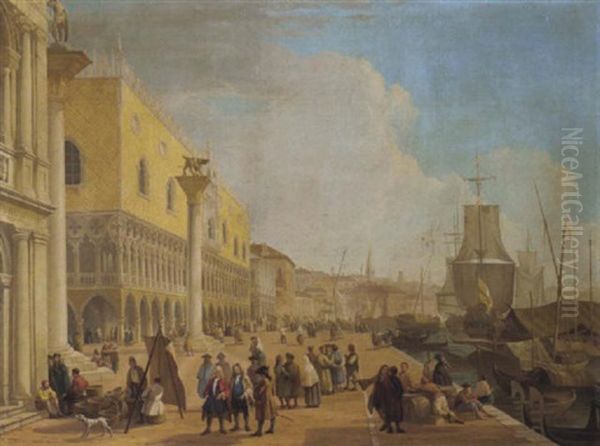 Blick Auf Die Riva Degli Schiavoni In Venedig Oil Painting by Luca Carlevarijs