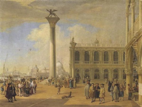 Blick Auf Die Piazzetta In Venedig Oil Painting by Luca Carlevarijs