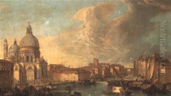 Venice, View Of The Grand Canal With Santa Maria Della Salute Oil Painting by Luca Carlevarijs