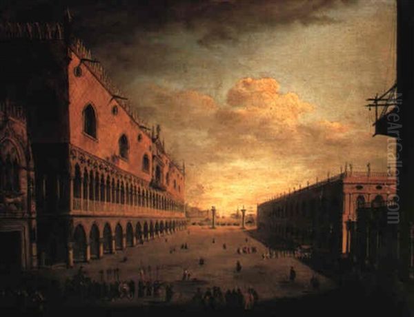 The Piazza San Marco With Religious Processions, Venice Oil Painting by Luca Carlevarijs