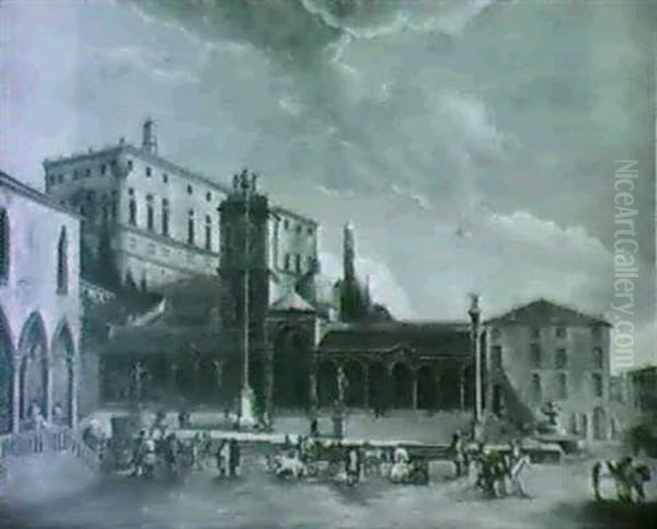 Udine, The Piazza Contanera Oil Painting by Luca Carlevarijs