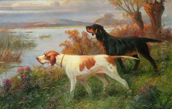 Hunting Dogs Oil Painting by Max Carlier