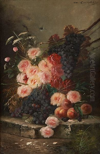 Composition Aux Roses Et Raisins Oil Painting by Max Carlier