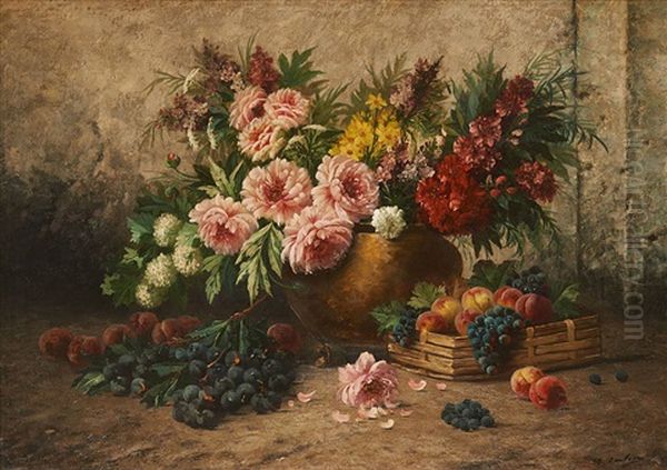 Composition Aux Fleurs Et Au Fruits Oil Painting by Max Carlier