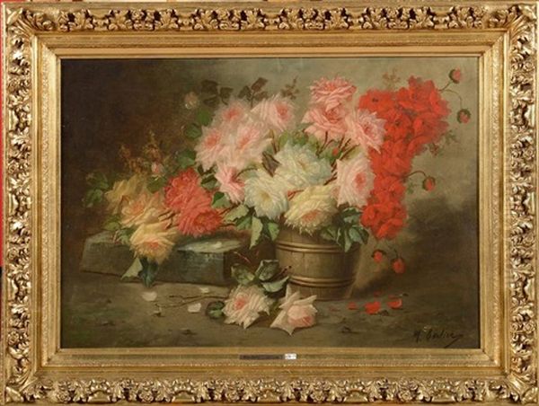 Nature Morte Aux Roses Oil Painting by Max Carlier