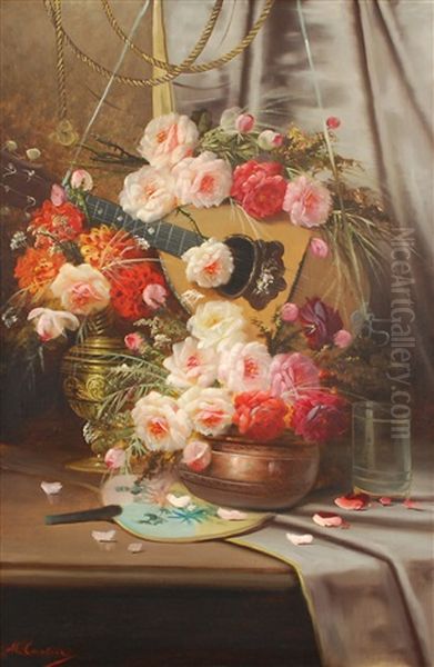 Bouquets De Fleurs A La Mandoline Oil Painting by Max Carlier