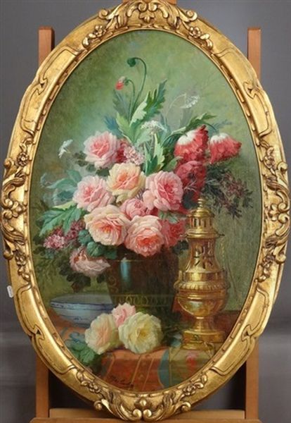 Nature Morte Aux Roses Dans Un Vase Oil Painting by Max Carlier